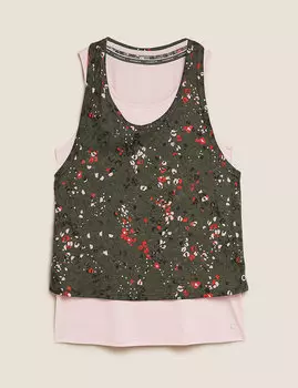 Двухслойная спортивная майка с круглым вырезом