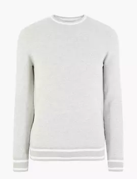 Джемпер из чистого хлопка с круглым вырезом