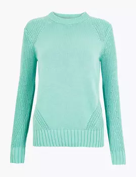 Джемпер из чистого хлопка с ребристой отделкой