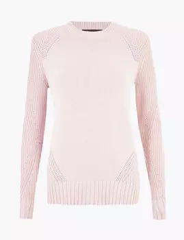 Джемпер из чистого хлопка с ребристой отделкой