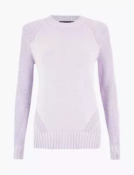 Джемпер из чистого хлопка с ребристой отделкой