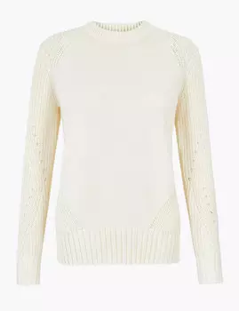 Джемпер из чистого хлопка с ребристой отделкой