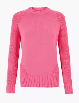 Джемпер из чистого хлопка с ребристой отделкой