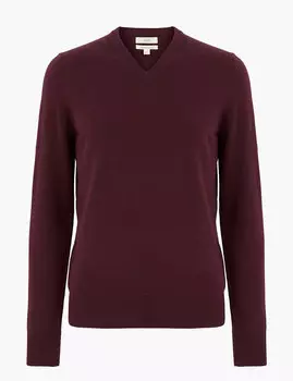 Джемпер из чистого хлопка с V-образным вырезом