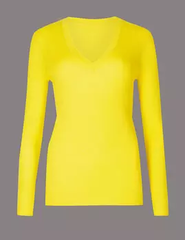 Джемпер из мериносовой шерсти, в рубчик