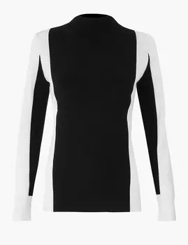 Джемпер колор блок с высоким воротом