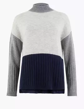 Джемпер колор-блок свободного кроя