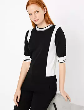 Джемпер с цветными блоками и рукавом 3/4