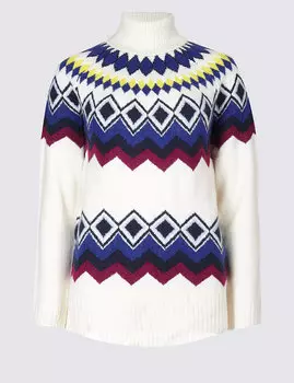 Джемпер с геометрическим принтом и высокой горловиной