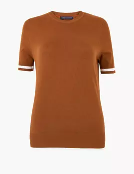 Джемпер с коротким рукавом и круглым вырезом