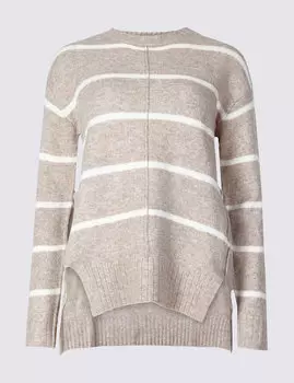 Джемпер с круглой горловиной в полоску