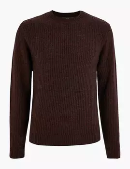 Джемпер с круглым вырезом и фактурными полосками