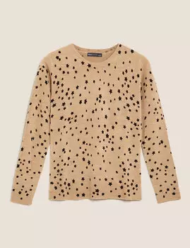 Джемпер с круглым вырезом и принтом со звездами