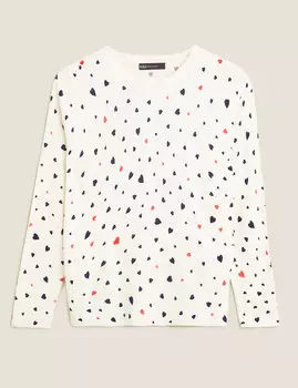 Джемпер с круглым вырезом и принтом в виде сердца