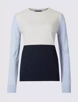 Джемпер с круглым вырезом в стиле колор-блок