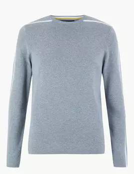 Джемпер с полосками на рукавах из 100%-го чистого хлопка