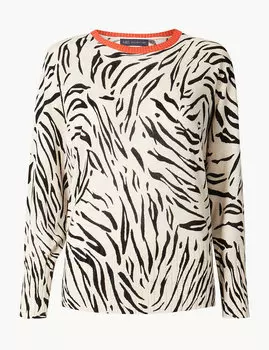 Джемпер с принтом животных и рукавами летучая мышь