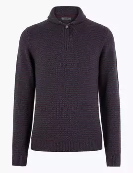 Джемпер с воротником-шалью на молнии