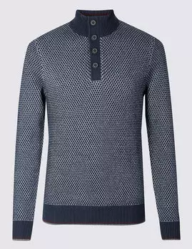 Джемпер с воротником-стойкой на пуговицах