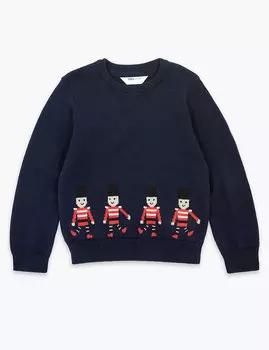 Джемпер с вязаными мотивами "солдатики"