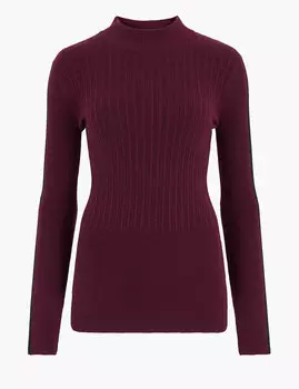 Джемпер Soft Touch с боковыми полосками и воротником-стойкой