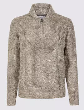 Джемпер текстурированный, с молнией на горловине