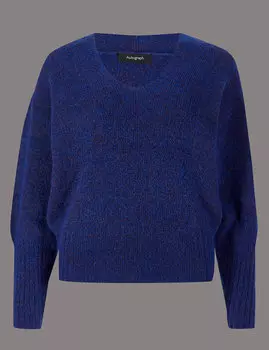 Джемпер текстурированный с V-образным вырезом