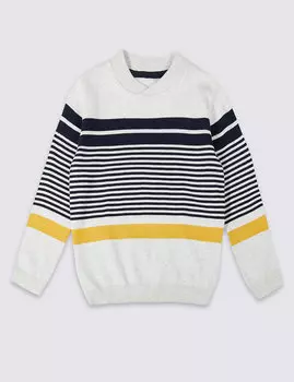 Джемпер трикотажный хлопковый в полоску для мальчика