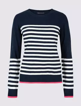 Джемпер в полоску с круглым вырезом