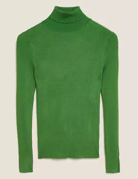 Водолазка в рубчик с круглым вырезом