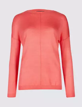 Джемпер женский легкий с круглой горловиной и длинным рукавом