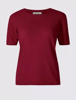 Джемпер женский, с круглым воротником и короткими рукавами