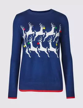 Джемпер женский с принтом "Олени" из 100%-го акрила