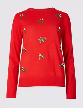 Джемпер женский с узором Омела