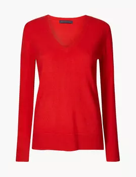 Джемпер женский текстурированный с V-горловиной