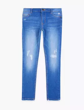 Джинсы супер скинни с эффектом потертости