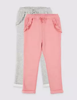 Джоггеры с оборкой на карманчиках для девочки (2 шт)