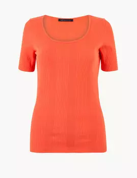 Фактурная футболка с коротким рукавом из 100%-го чистого хлопка