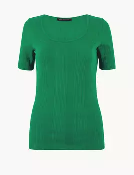 Фактурная футболка с коротким рукавом из 100%-го чистого хлопка