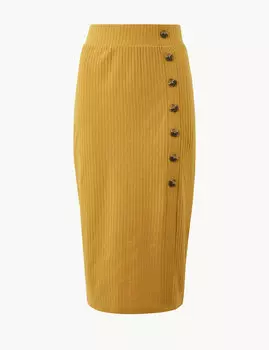 Фактурная юбка А-силуэта с большими пуговицами
