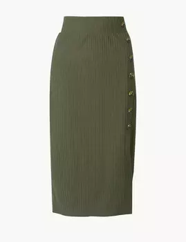 Фактурная юбка А-силуэта с большими пуговицами