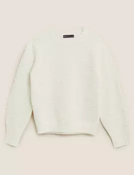 Фактурный джемпер с круглым вырезом