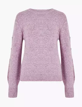 Фактурный джемпер с круглым вырезом