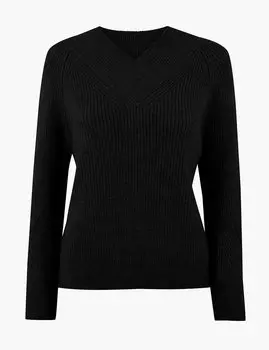 Фактурный джемпер с V-образной горловиной