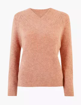 Фактурный джемпер с V-образной горловиной