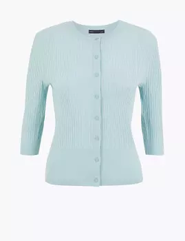 Фактурный кардиган с круглым вырезом