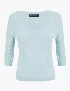 Фактурный вязаный топ с V-образным вырезом