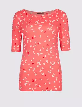 Футболка из 100%-го чистого хлопка с принтом "Бабочка"