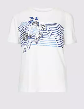 Футболка из 100%-го хлопка с цветочным принтом