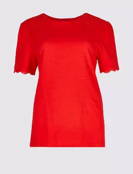 Футболка из 100%-го хлопка с кружевными вставками на плечах